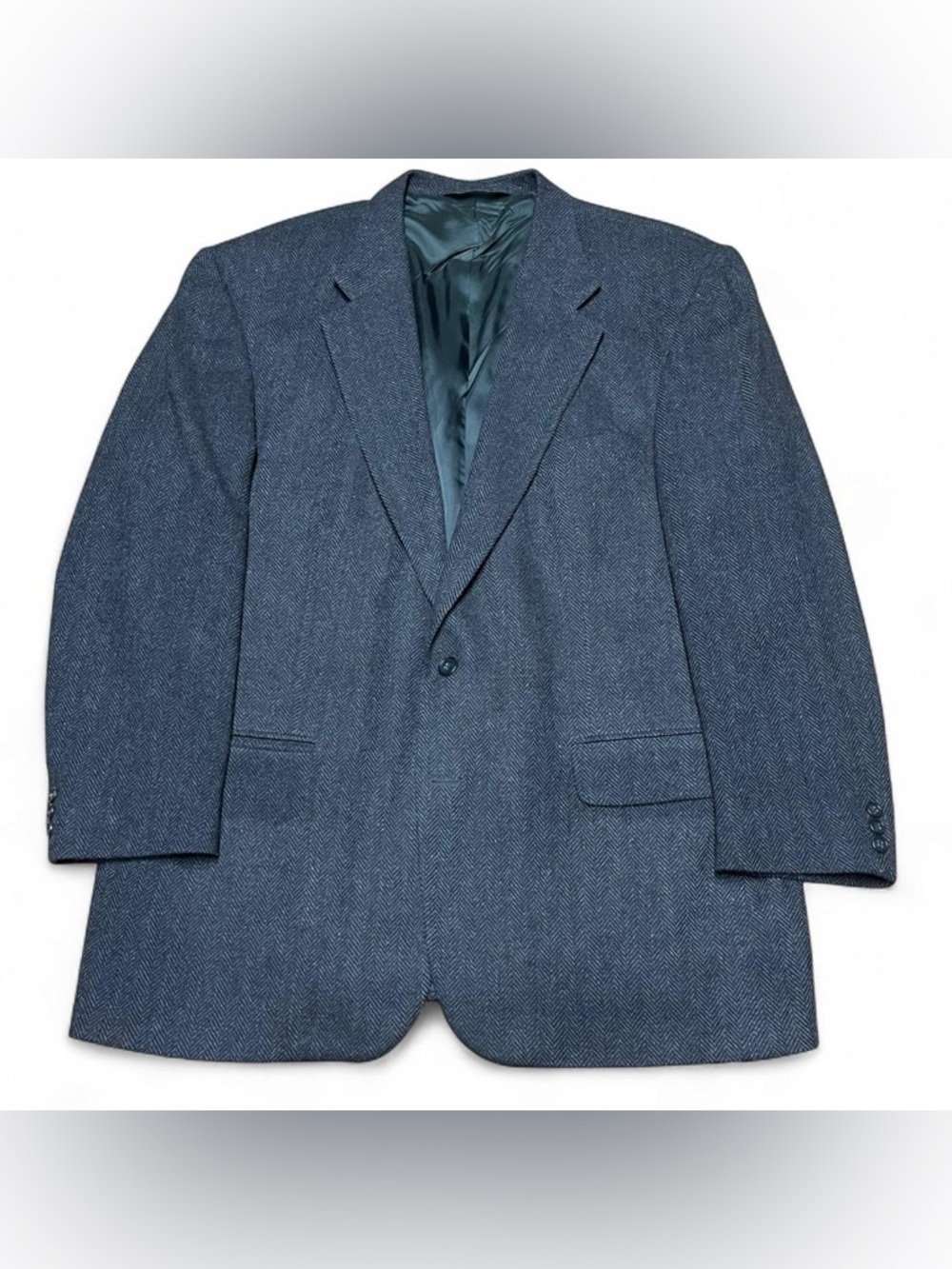Lands’ End Tweed Sport Coat Jacket Blazer Wool Lambswool 46L Vintage 90s